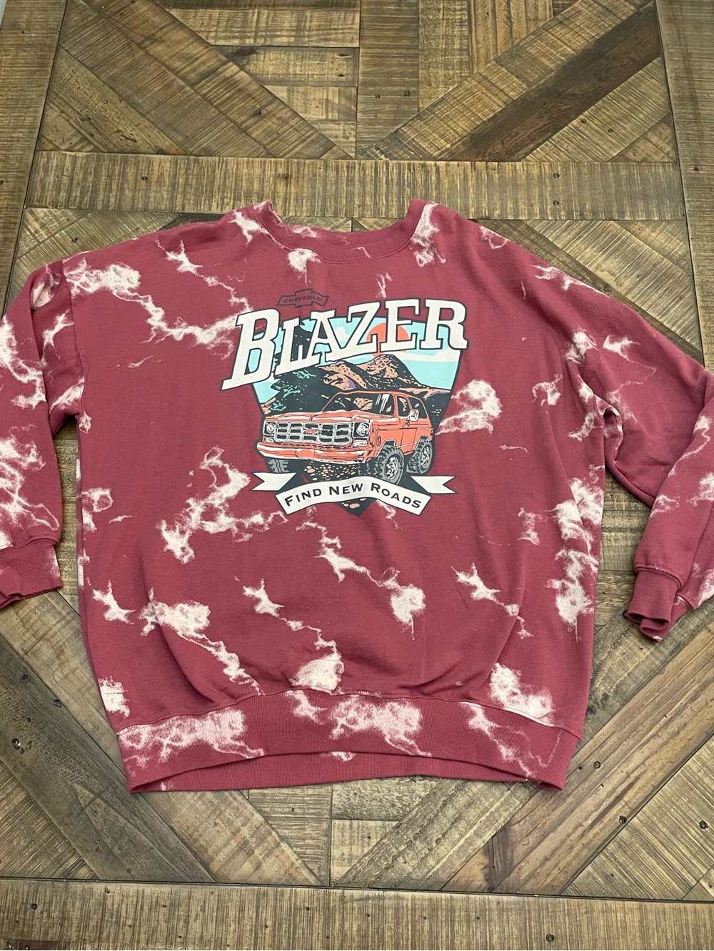 Vintage Style Chevy Blazer Off-Road Bleached Tie Dye Oversized Sweatshirt
